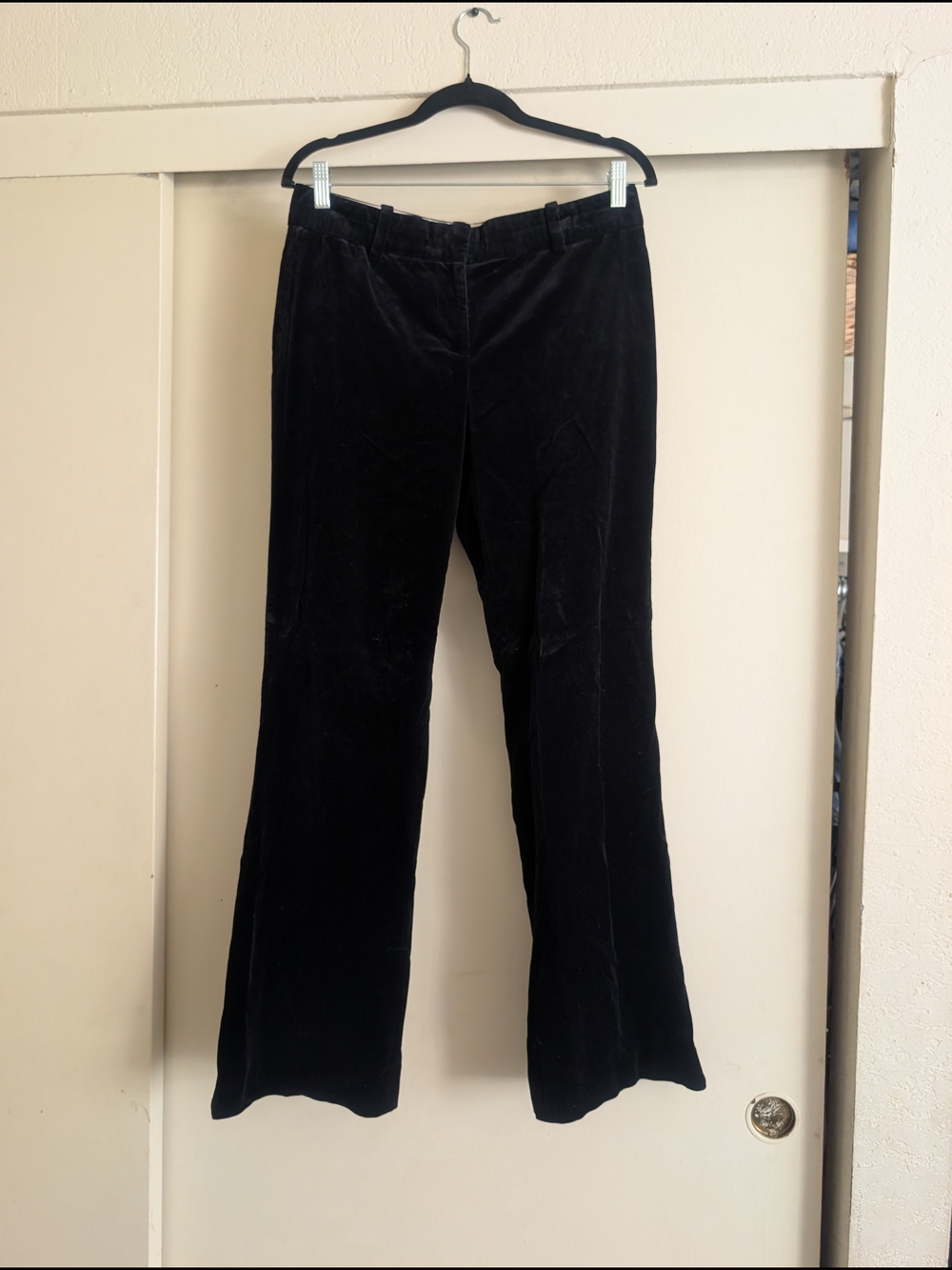 Women's Black Velvet Wide-Leg Pants